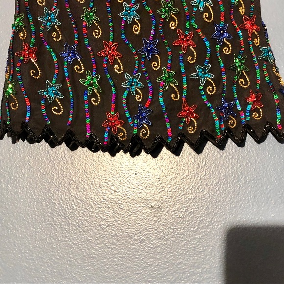 Sequin Beaded Vintage Allure Silk Top - Picture 7 of 8